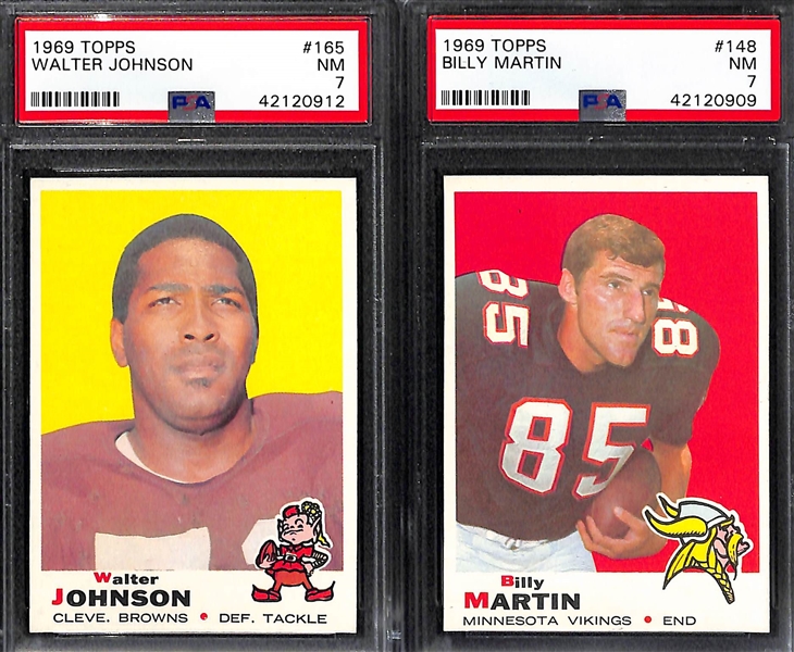Lot of (7) Pack-Fresh PSA 7 (NM) 1969 Cards - Vogel, Josephson, Emanuel, W. Johnson, B. Martin, Woodson, Buncom.