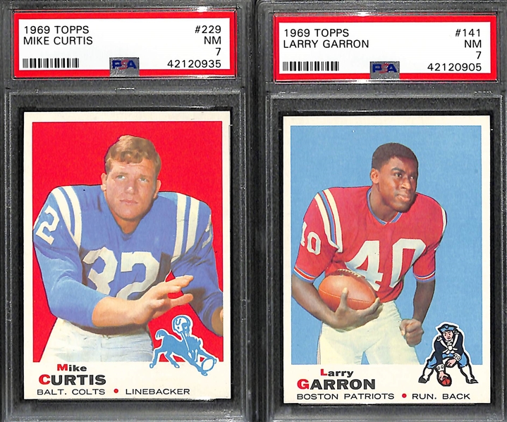 Lot of (7) Pack-Fresh PSA 7 (NM) 1969 Cards - W. Wood, Whalen, (2) M. Curtis, Garron, Stonebreaker, Josephson