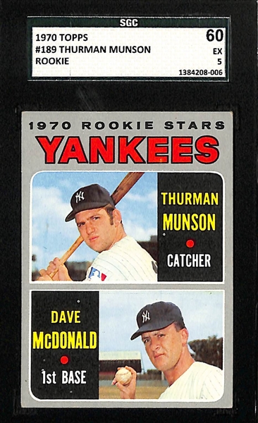 (3) 1970s Graded Baseball Cards - 1970 Munson Rookie SGC 60, 1977 Pete Rose PSA 8, 1978 Steve Carlton PSA 9