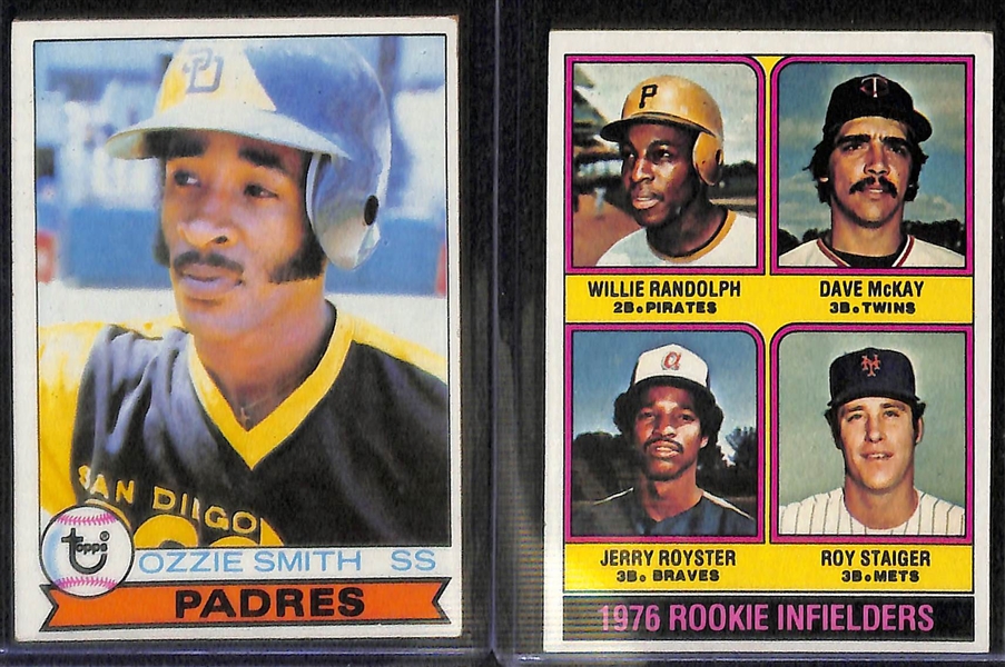 Lot of (7) 1970s Baseball Rookies - Fisk, Gossage, Ozzie Smith, (2) Molitor/Trammel), Randolph, Murphy