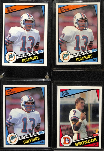 Lot of (4) 1984 Topps Football Rookies - (3) Dan Marino & (1) John Elway 