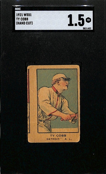 1921 W551 Ty Cobb Strip Card Graded SGC 1.5