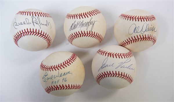 Lot Of 5 Signed Baseballs w. Weaver & B. Robinson