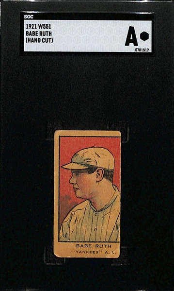 1921 W551 Babe Ruth Strip Card Graded SGC Authentic