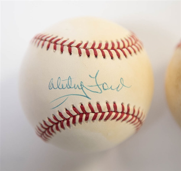 Lot of 3 Yankees Signed Baseballs w. Ford & Larsen