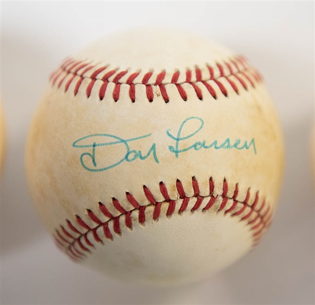Lot of 3 Yankees Signed Baseballs w. Ford & Larsen