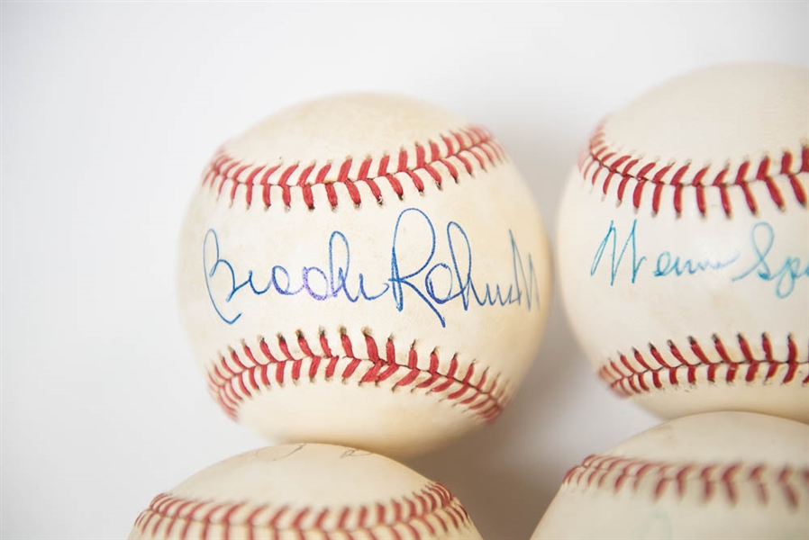 Lot Of 6 HOF & Stars Signed Baseballs w. Warren Spahn