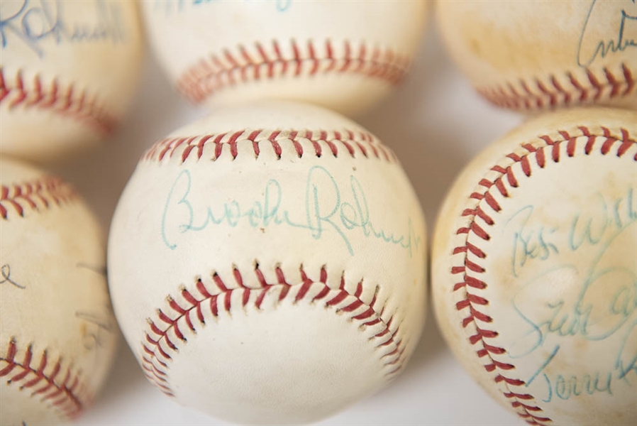 Lot Of 6 HOF & Stars Signed Baseballs w. Warren Spahn