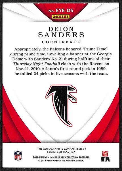 2018 Panini Immaculate Deion Sanders 23/25 Autograph Card