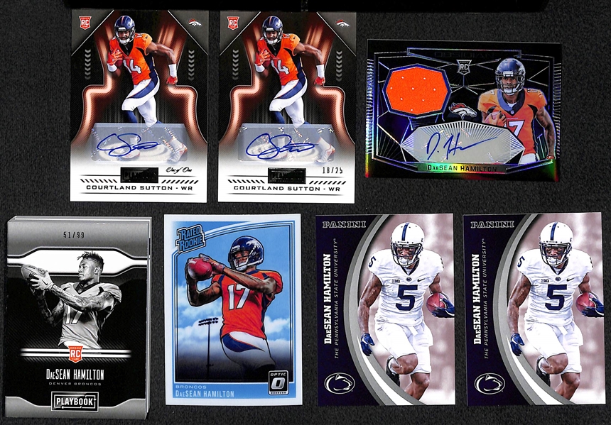 Courtland Sutton & DaeSean Hamilton Autograph & Rookie Card Lot w. 1/1