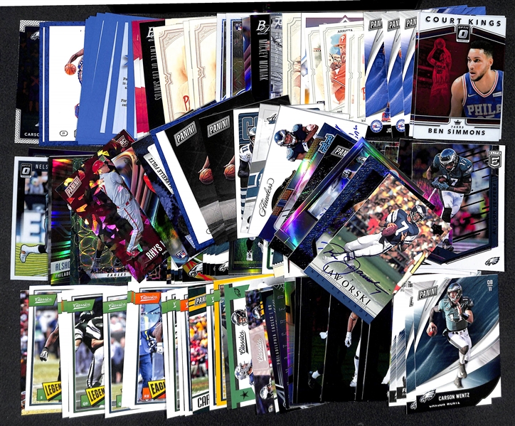 Lot of 118 Phillies/76ers/Eagles Autograph & Rookie Cards w. Ben Simmons