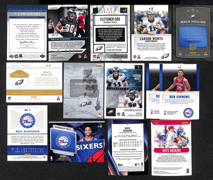 Lot of 118 Phillies/76ers/Eagles Autograph & Rookie Cards w. Ben Simmons