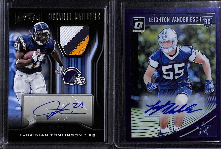 Lot of 28 Football Autograph & Relic Cards w. LaDainian Tomlinson & Vander Esch