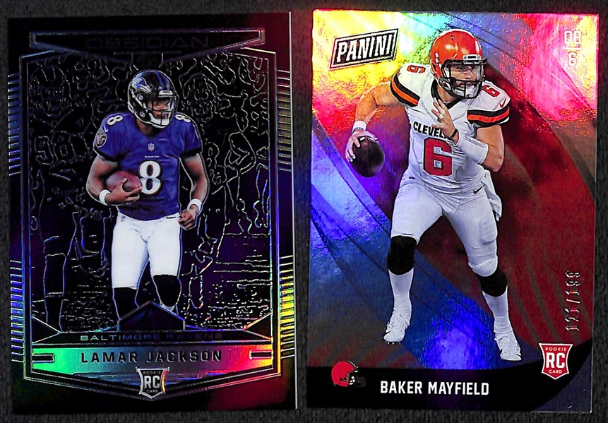 Lot of 155 Football Refractor/Numbered/Rookie Cards w. Mayfield & Jackson