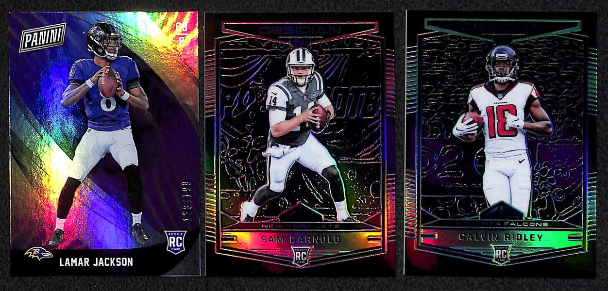 Lot of 155 Football Refractor/Numbered/Rookie Cards w. Mayfield & Jackson