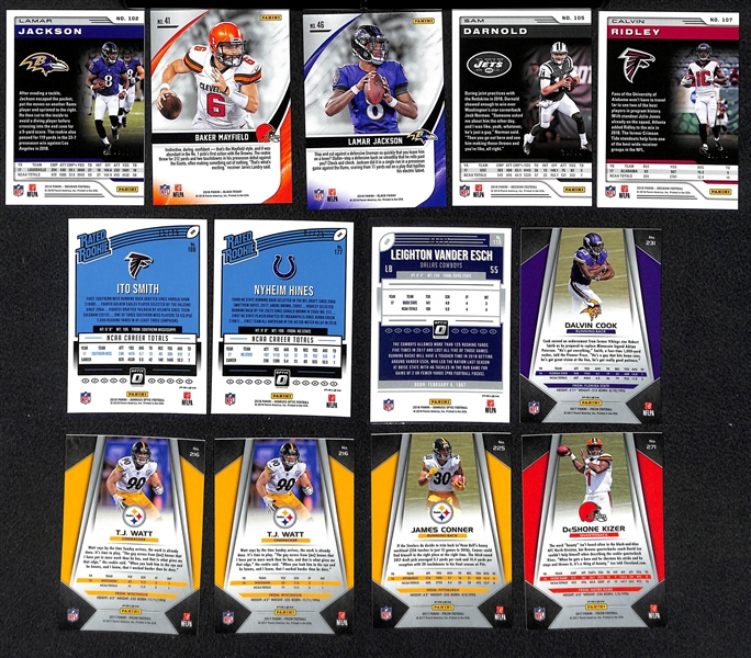 Lot of 155 Football Refractor/Numbered/Rookie Cards w. Mayfield & Jackson
