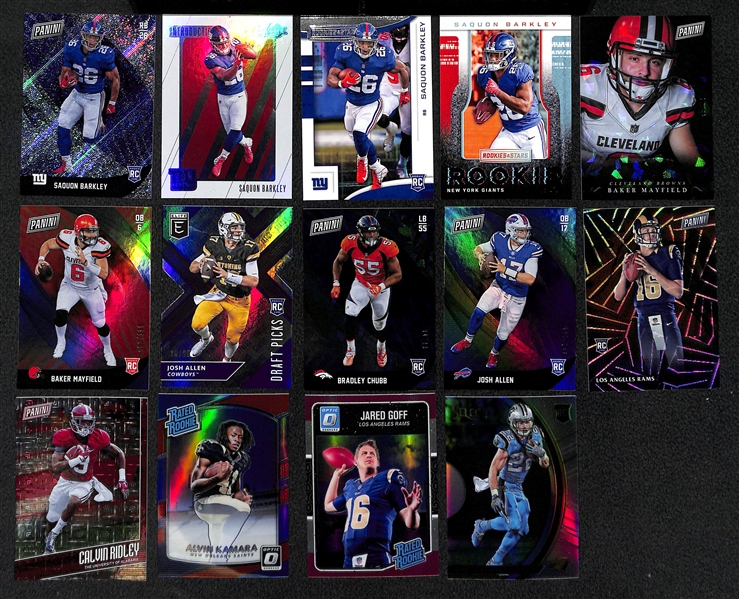 Lot of 139 Football Rookie/Numbered/Refractor Cards w. Saquon Barkley
