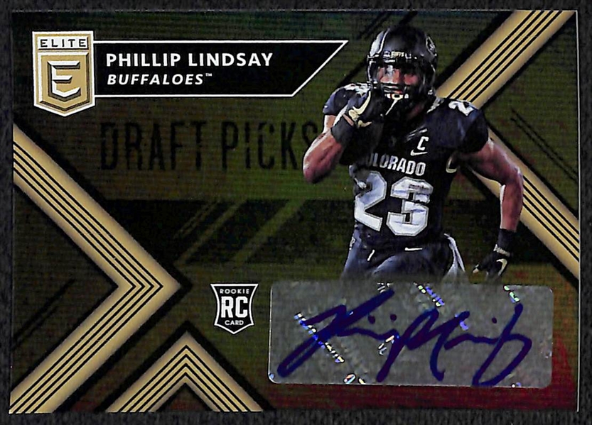 Lot of 5 Football Autograph Cards w. Phillip Lindsay & LaDainian Tomlinson
