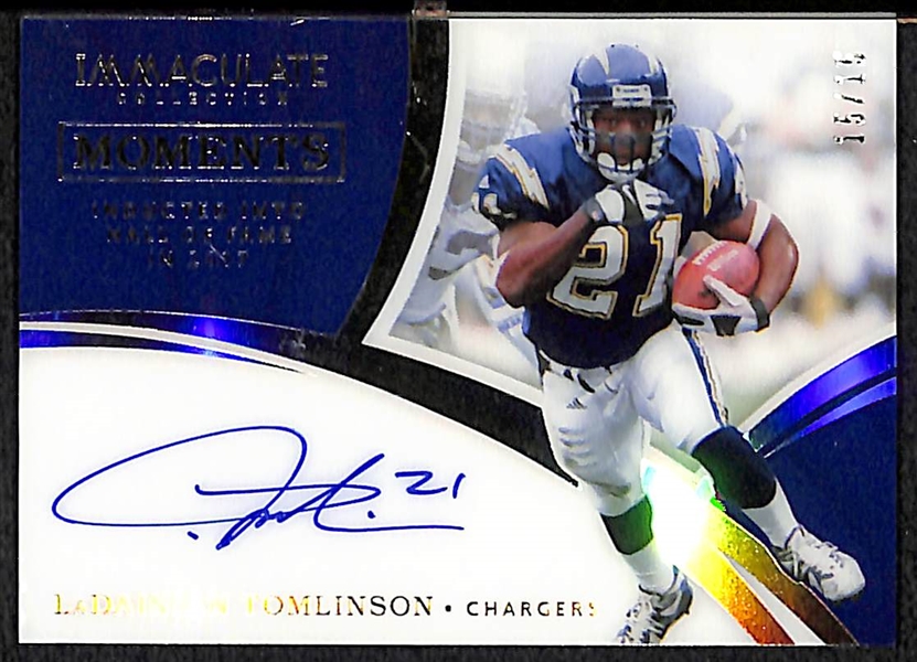 Lot of 5 Football Autograph Cards w. Phillip Lindsay & LaDainian Tomlinson