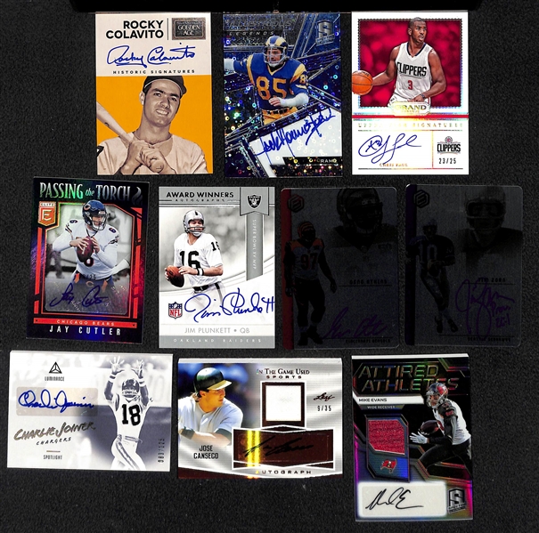Lot of 34 Mixed Sports Autograph Cards w. Colavito & Youngblood