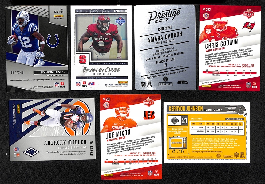 Lot of 80 Football Autograph Rookie Cards w. Chubb & Hines