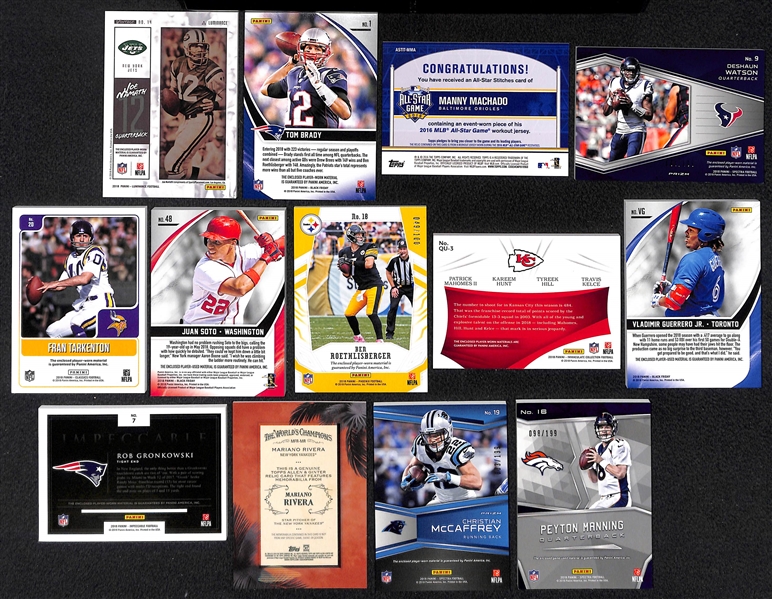 Lot of 73 Mixed Sports Relic Cards (Mostly Football) w. Brady & Namath