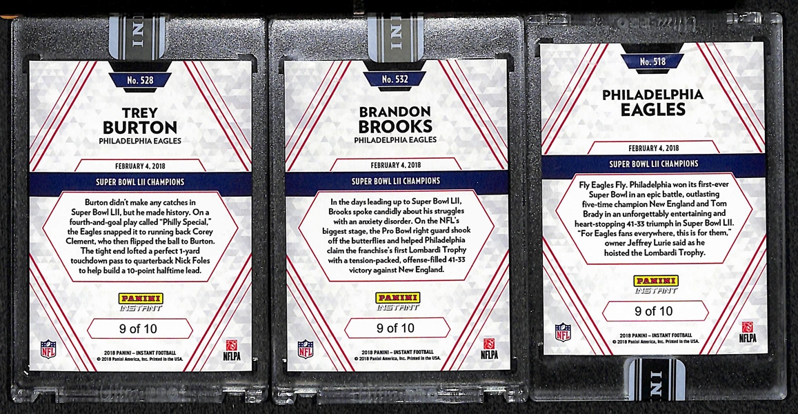 2018 Panini Instant Eagles Super Bowl Green Parallel Card Set Numbered /10 (Missing Foles)