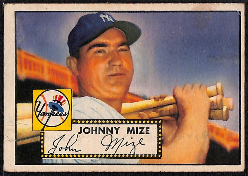 Lot of (3) 1952 Topps Baseball Cards w/ Johnny Mize, Silvera, and Strickland