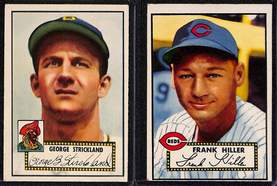 Lot of (6) 1952 Topps Baseball Cards w/ Antonelli, Valo, Strickland, Hiller, Lanier, Blake