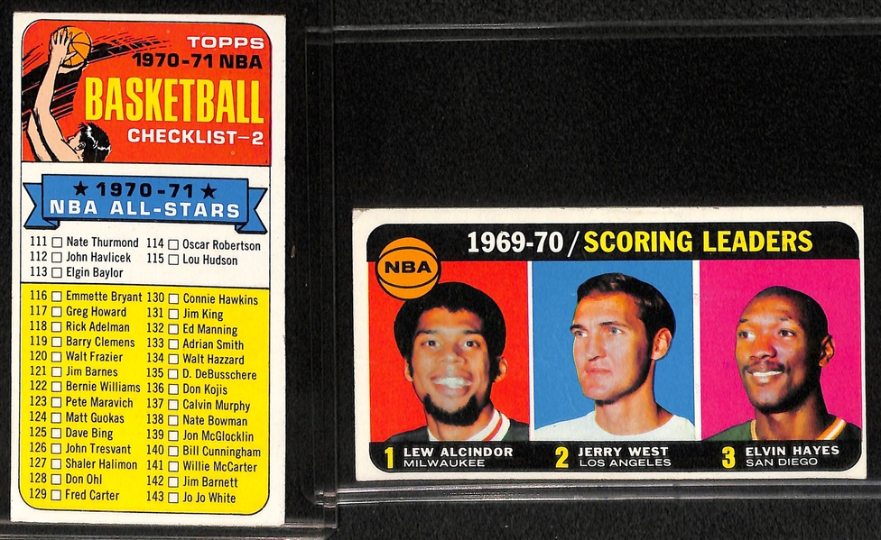 (6) 1970-71 Topps Basketball Cards - Robertson, Monroe, Havlicek, Riley, Checklist 2, Scoring Leaders (#1)
