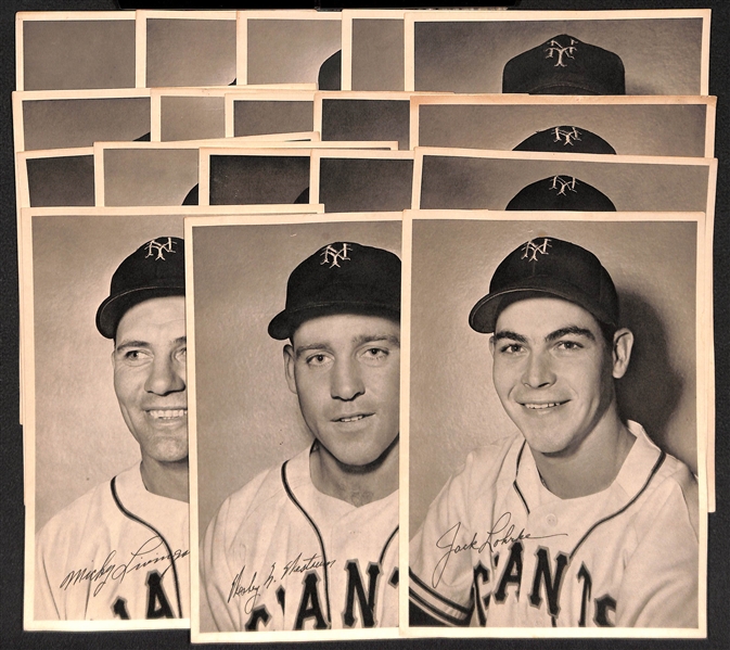 Lot of 18 1950 New York Giants Team Photos w. Leo Durocher