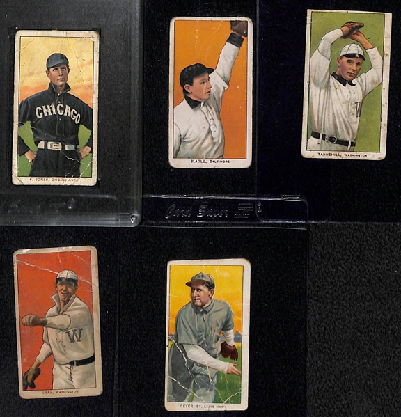 Lot of (5) 1909-11 T206 Tobacco Cards w/ Fielder Jones (Hands on Hips), Slagle, Tannehill, Gray, Geyer