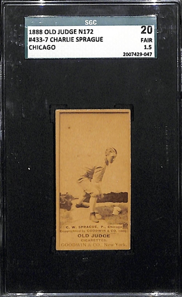 1888 Old Judge N172 Charles Sprague (Chicago White Stockings) #433-7  Graded SGC 20 (1.5)