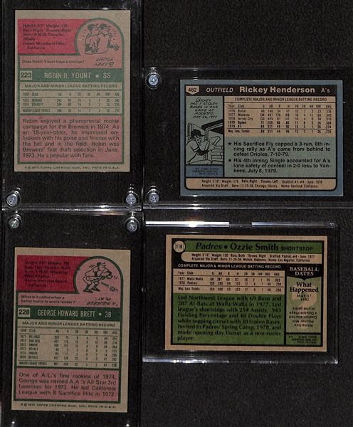 Lot of 4 Baseball HOF Rookie Cards (Young/Henderson/Brett/Smith)