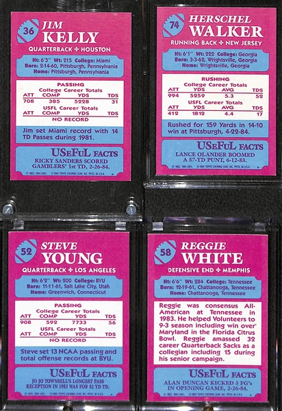 Lot of 4 1984 Topps USFL Rookie Cards w. Kelly & Young