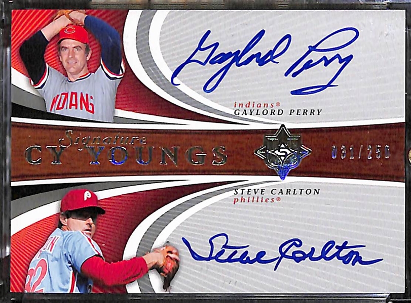 Lot of 4 Baseball Autograph & Relic Cards w. Carlton & Larsen