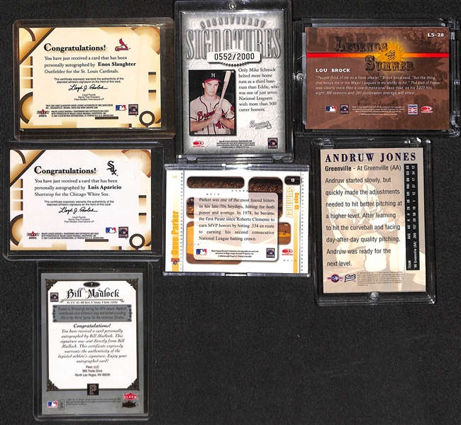 Lot of 7 Baseball Autograph Cards w. Slaughter & Mathews