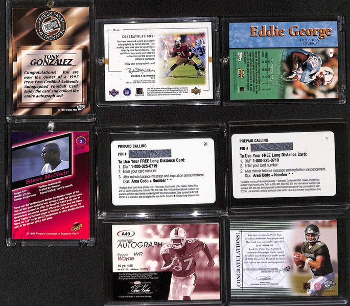 Lot of 8 Football Autograph Cards w. Tony Gonzalez & Terrell Owens