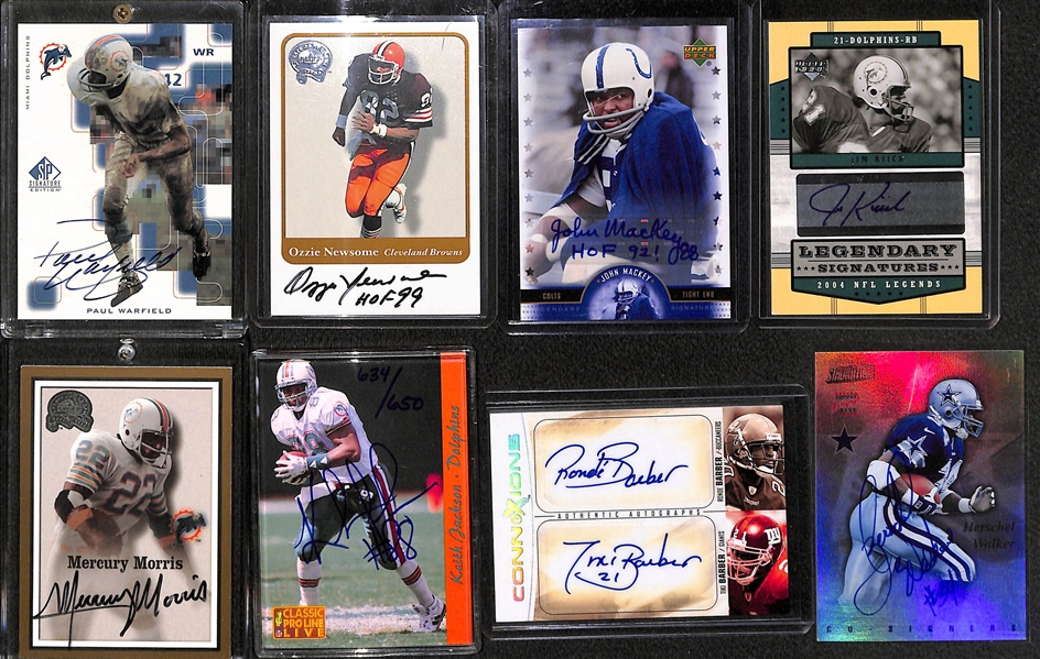 Lot of 8 Football Autograph Cards w. Paul Warfield & Ozzie Newsome