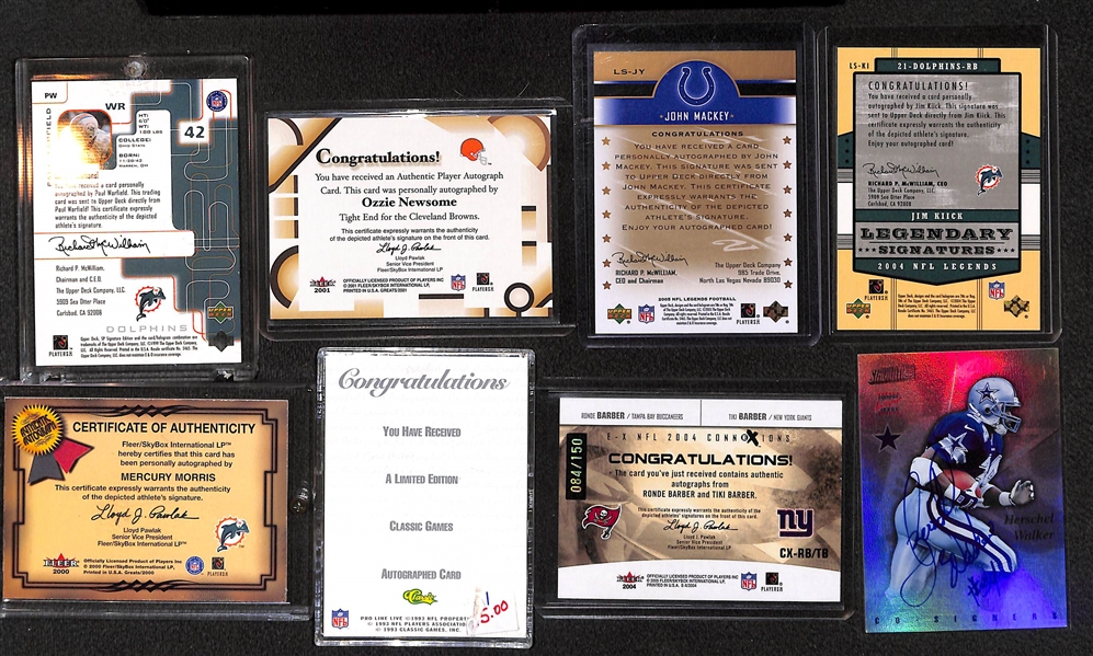 Lot of 8 Football Autograph Cards w. Paul Warfield & Ozzie Newsome