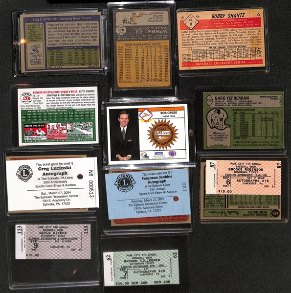 Lot of 9 Signed Cards w. Gale Sayers & Harmon Killebrew