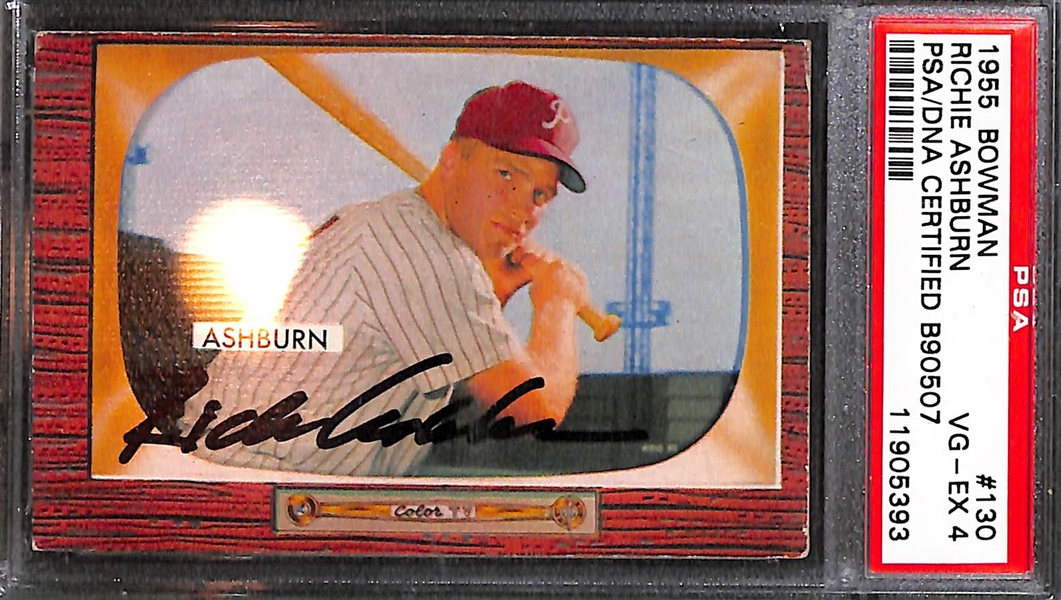 Lot of 7 Philadelphia Teams Signed Cards w. Ashburn & Allen