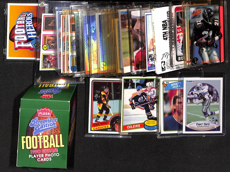 Lot of Mixed Sports Cards w. Emmitt Smith & Brett Hull Rookie Cards