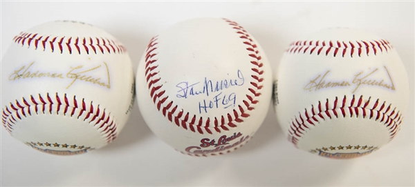 Lot of 3 Signed Baseballs w. Musial & Killebrew x2