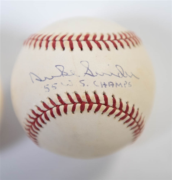 Lot of 3 Dodgers Signed Baseballs w. Snider & Erskine (Steiner COA)