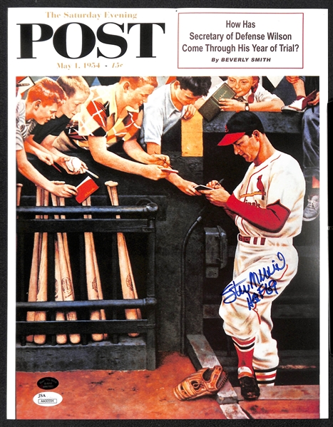 Willie Mays Signed 5x7 Photo & Stan Musial Signed 11x14 Photo - PSA