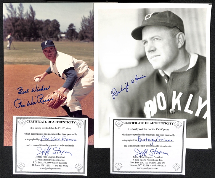 Pee Wee Reese & Burleigh Grimes Signed 8x10 Photos