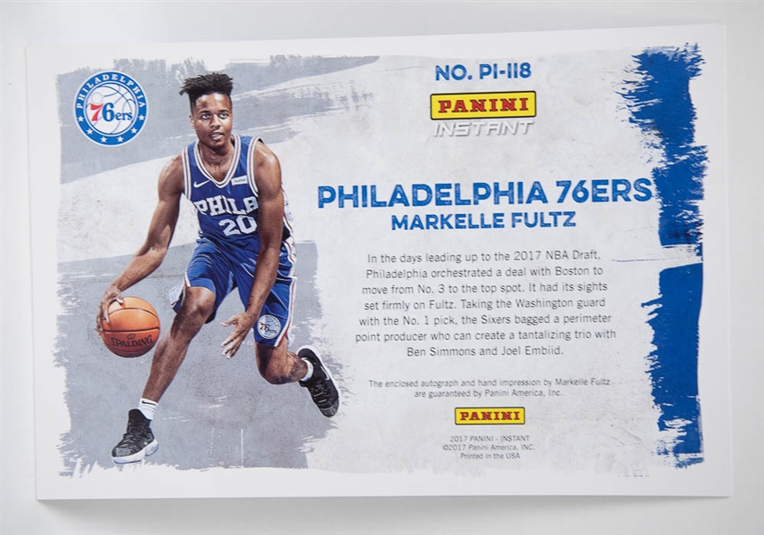 Markelle Fultz Signed Panini Instant Hand Print Jumbo Card 2/10