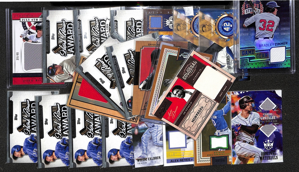Lot of 22 Baseball Relic Cards w. Andre Dawson & Rod Carew
