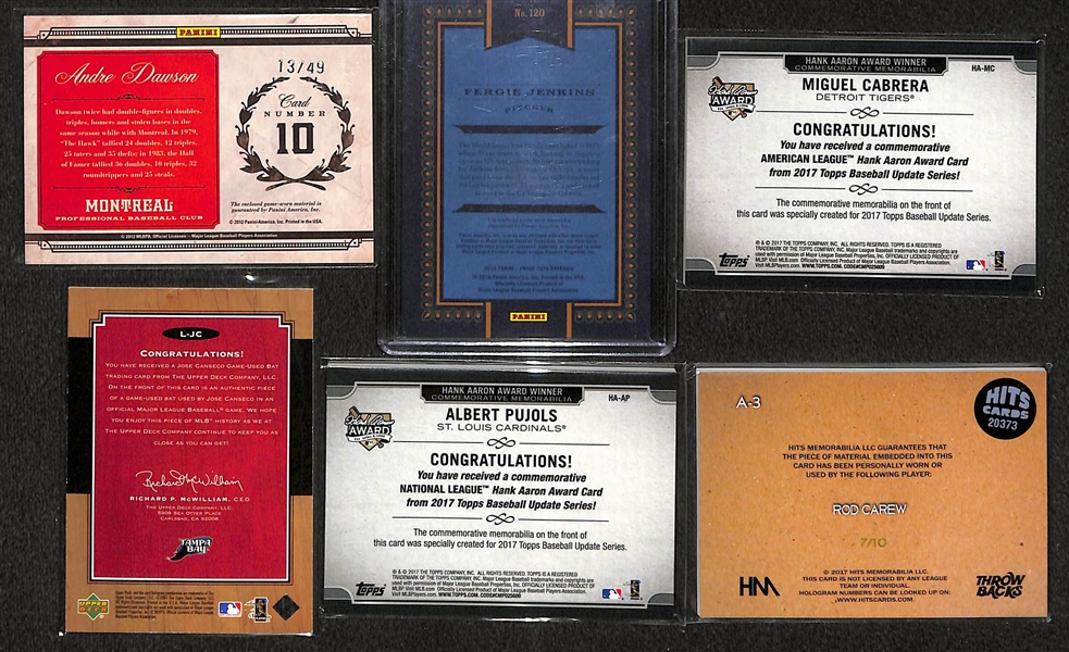 Lot of 22 Baseball Relic Cards w. Andre Dawson & Rod Carew